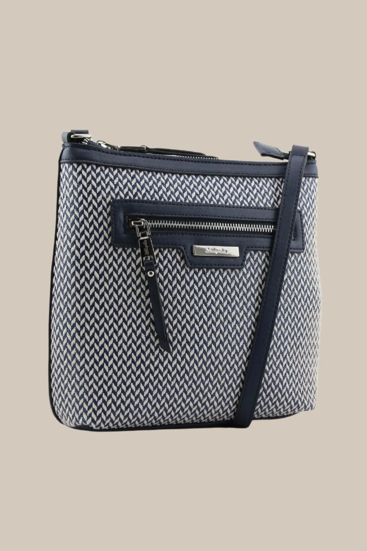 Crossbody Front Zip Bag in Navy