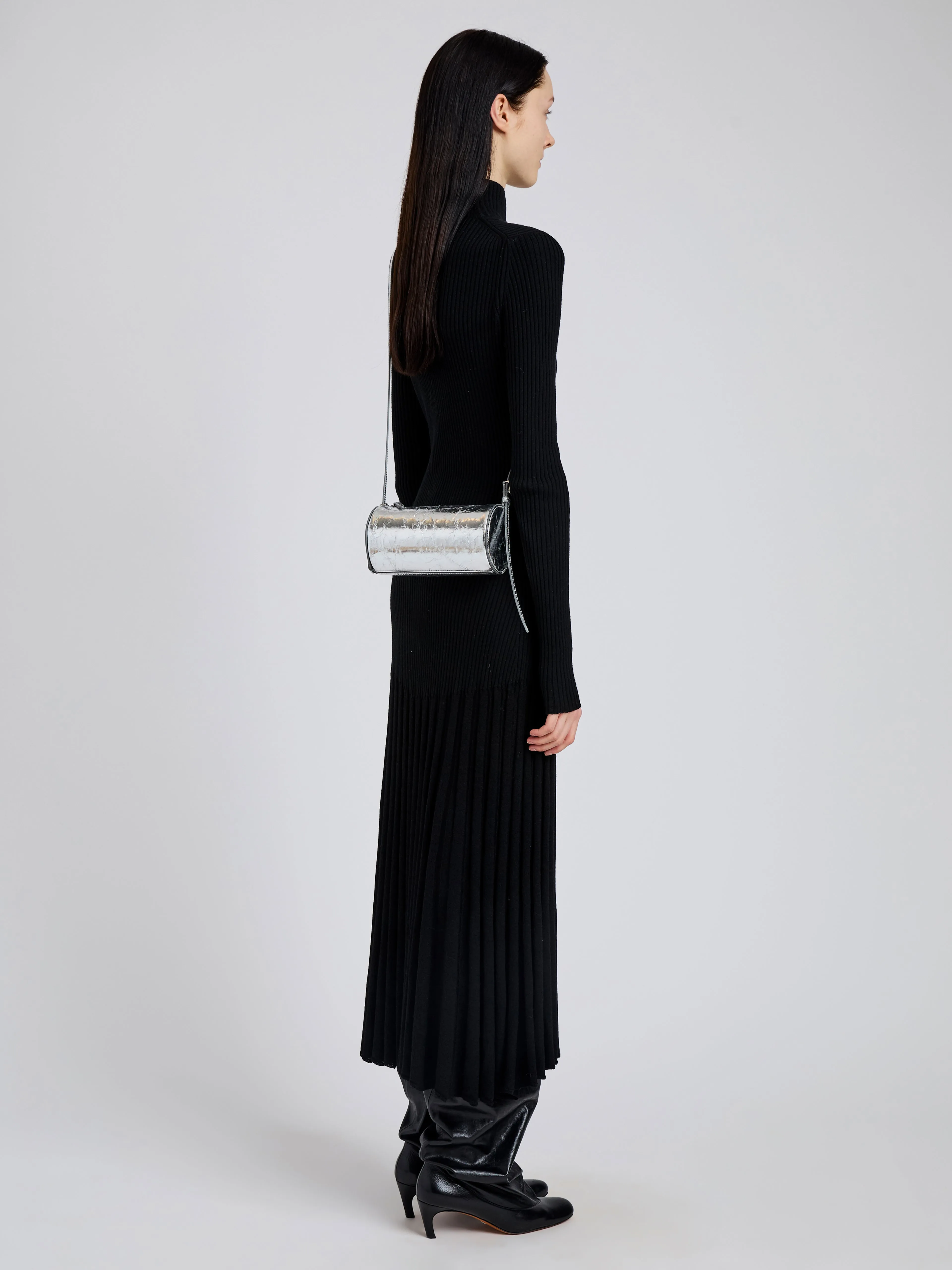 Crossbody Silo Bag in Crinkle Metallic
