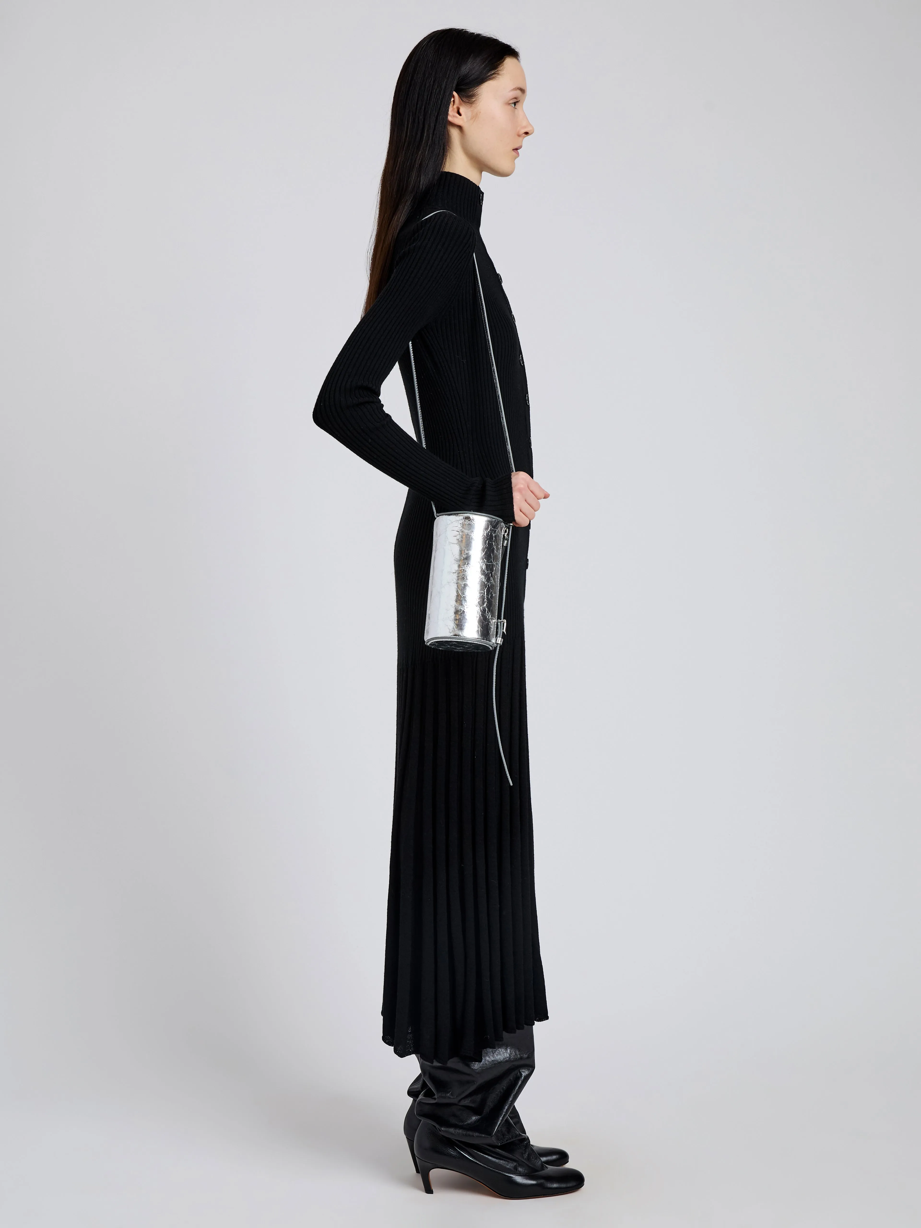 Crossbody Silo Bag in Crinkle Metallic
