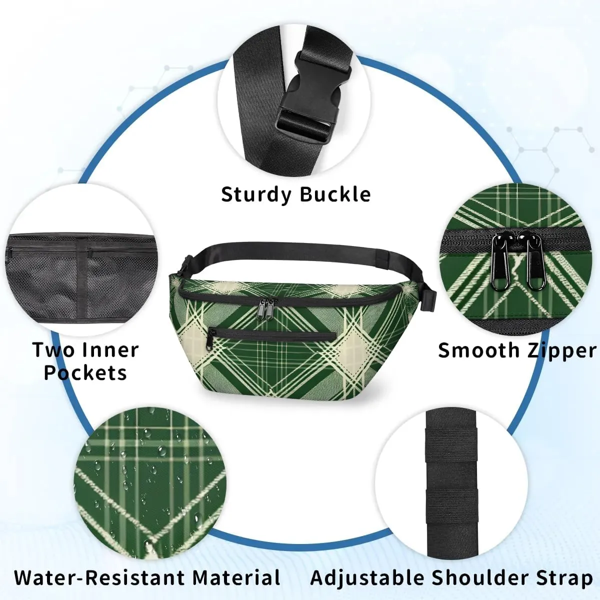 Crossbody Sling Bag for Women Men Plaid Pattern Lightweight Waterproof Travel Essentials