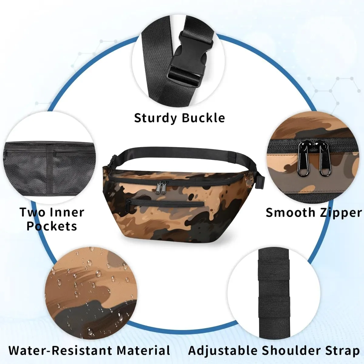Crossbody Sling Bags for Women Men Brown Camo Casual Sling Backpack Daypack Chest Bag for Travel Sport Hiking Running