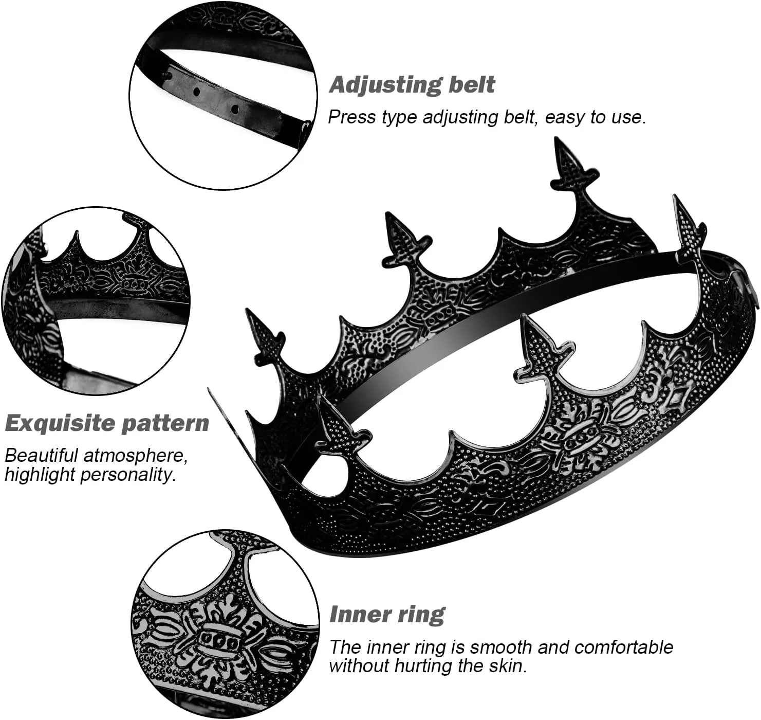 CROWN GUIDE King Crown for Men Medieval Wedding, Royal Crown Accessories for Boy
