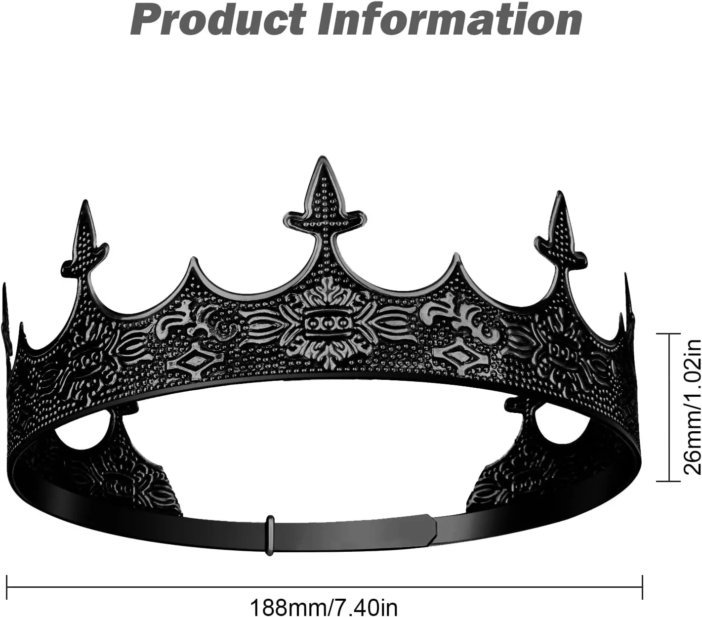 CROWN GUIDE King Crown for Men Medieval Wedding, Royal Crown Accessories for Boy