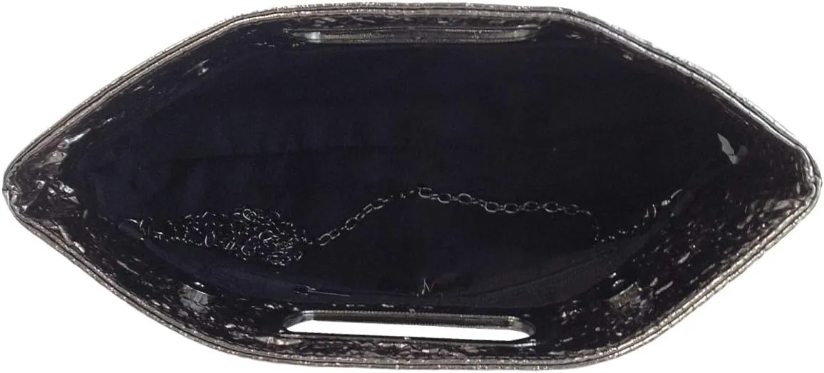 Crushed Metallic Top Handle Clutch