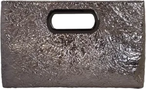 Crushed Metallic Top Handle Clutch