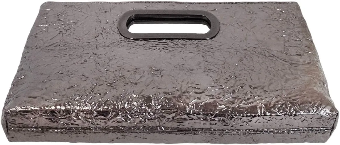 Crushed Metallic Top Handle Clutch
