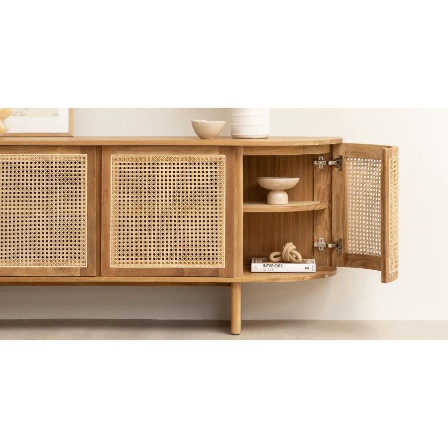 Curved Rattan Sideboard