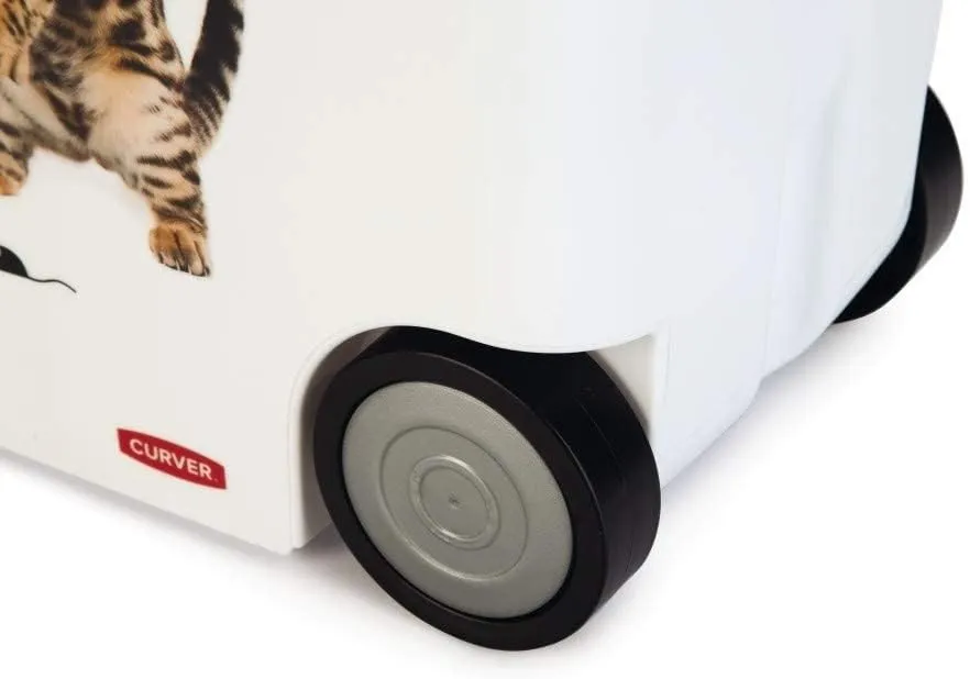 Curver Cat Food Container – 12 kg/35 L – Large Airtight Odour-Proof Storage for Cats Food – Container with Wheels and Handles for Displacement – 28 x 49 x 43 cm – White