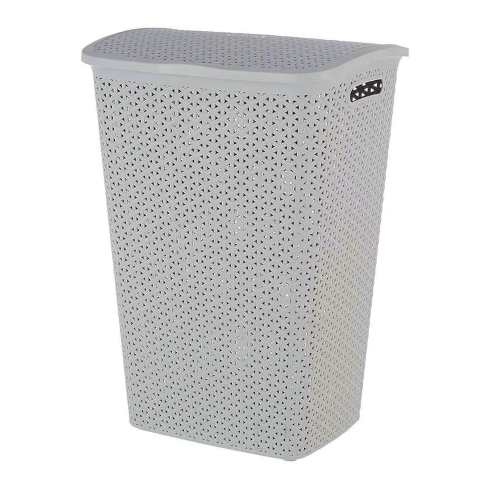 Curver My Style Rattan Effect Plastic Laundry Hamper Basket Lid 55L