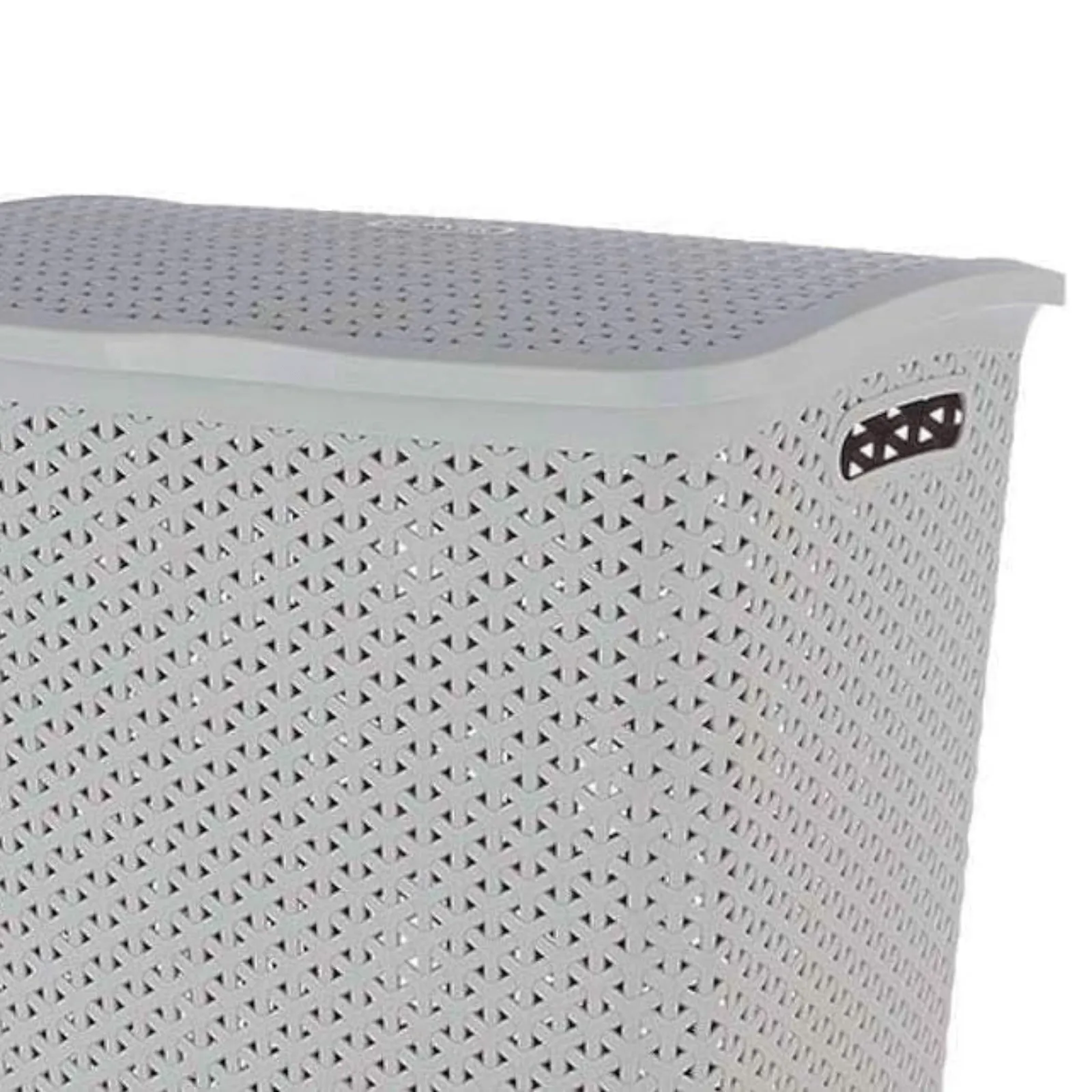 Curver My Style Rattan Effect Plastic Laundry Hamper Basket Lid 55L