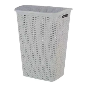 Curver My Style Rattan Effect Plastic Laundry Hamper Basket Lid 55L