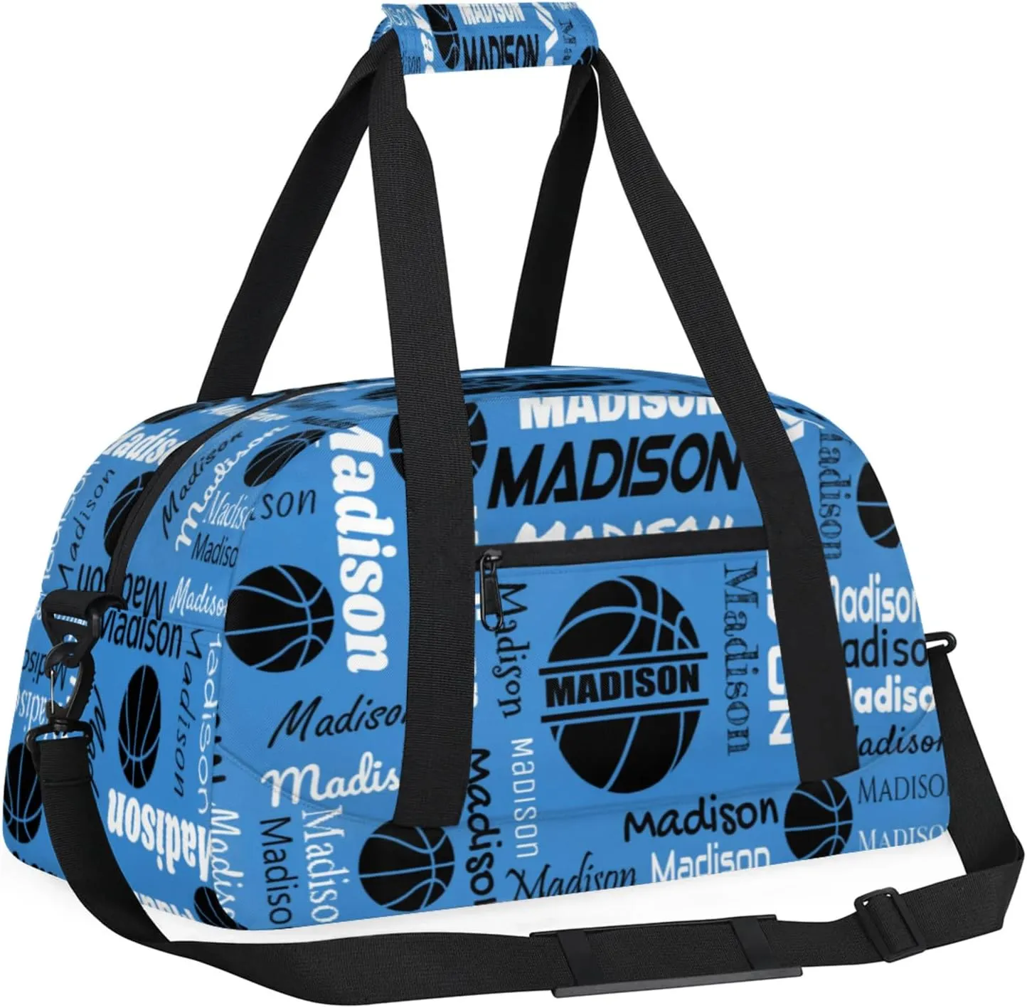 Custom Basketball Bags Gym Duffel Bag for Men, Personalized Name Travel Sport Bags Customized Balls Weekender Bag, Blue