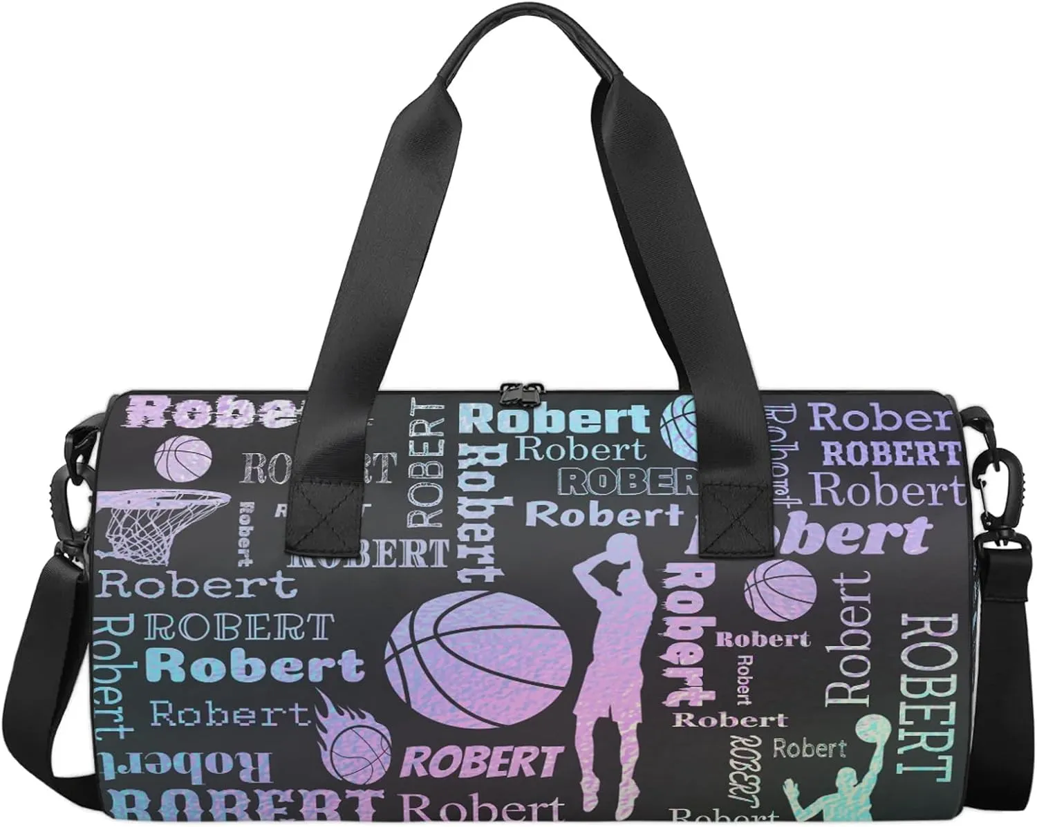 Custom Basketball Sport Bags Personalized Sports Gym Bag with Name Overnight Weekender Duffel Bag Customized Gifts for Women Men, Gradient Blue Purple