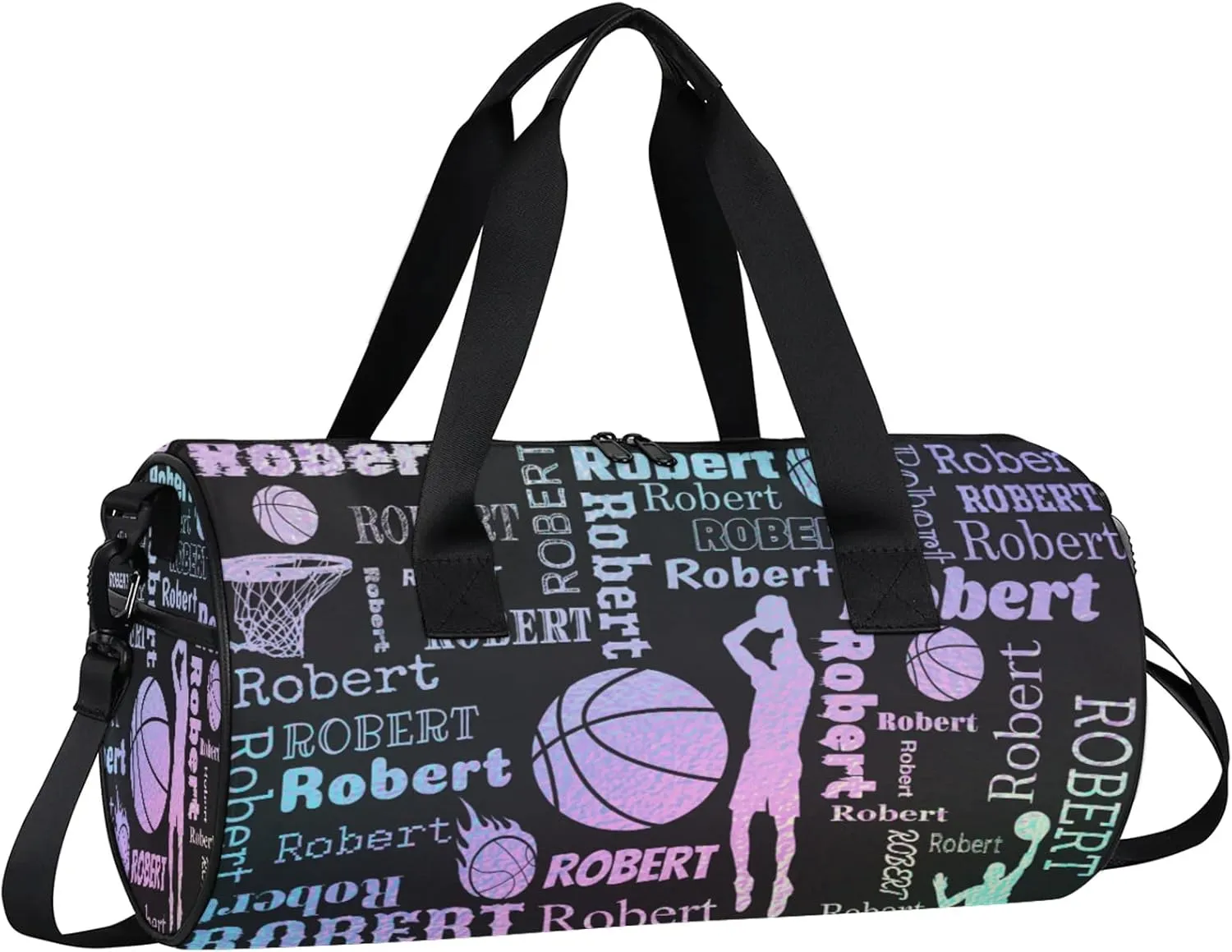 Custom Basketball Sport Bags Personalized Sports Gym Bag with Name Overnight Weekender Duffel Bag Customized Gifts for Women Men, Gradient Blue Purple