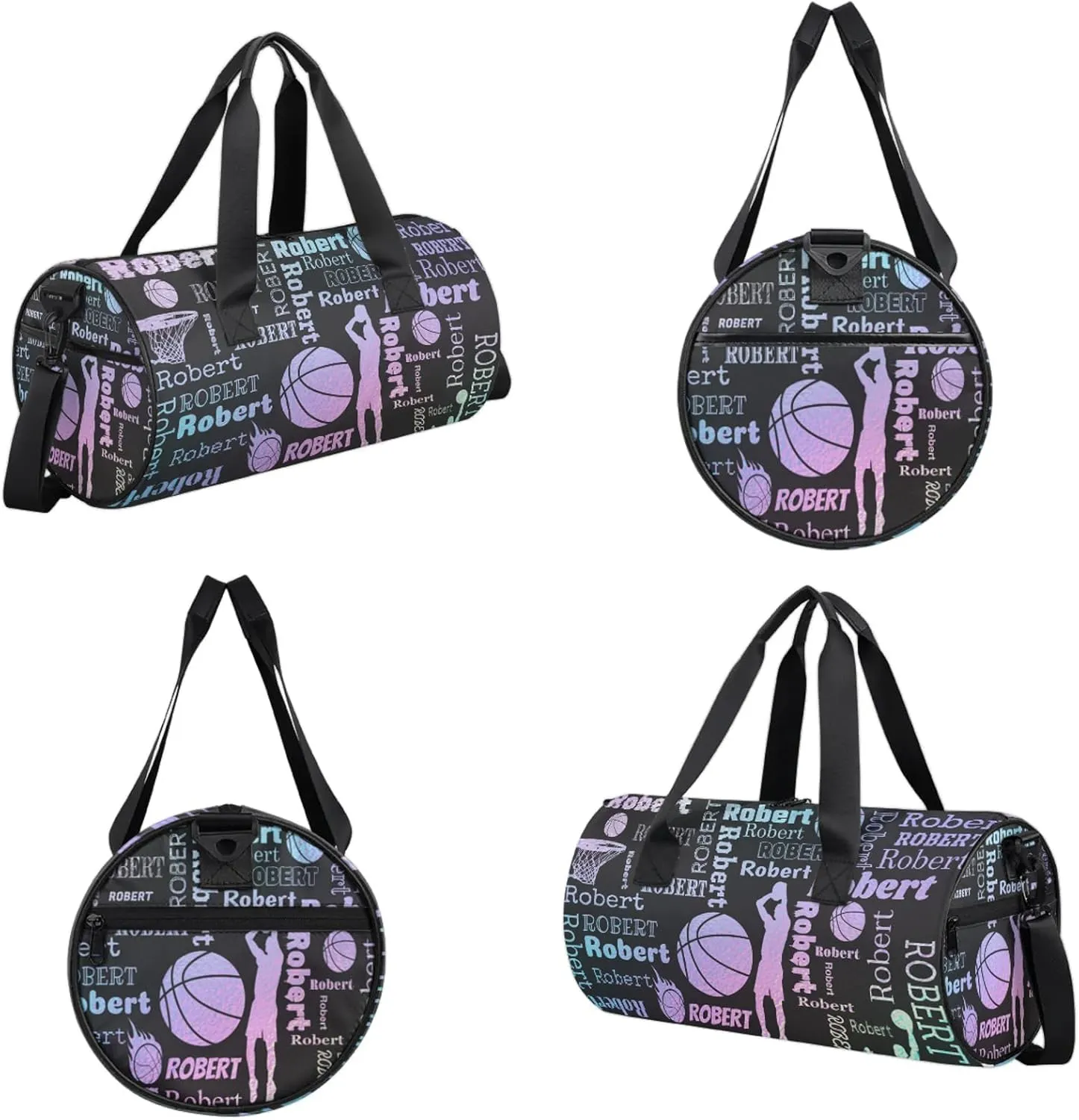 Custom Basketball Sport Bags Personalized Sports Gym Bag with Name Overnight Weekender Duffel Bag Customized Gifts for Women Men, Gradient Blue Purple