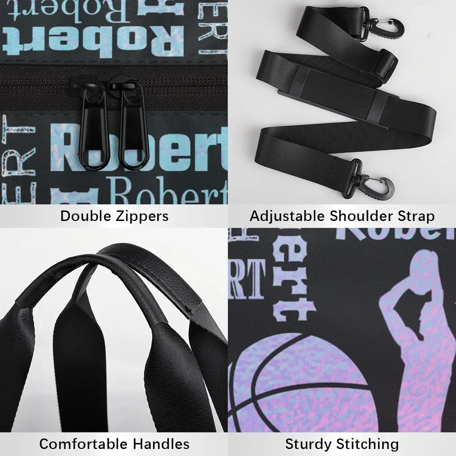 Custom Basketball Sport Bags Personalized Sports Gym Bag with Name Overnight Weekender Duffel Bag Customized Gifts for Women Men, Gradient Blue Purple