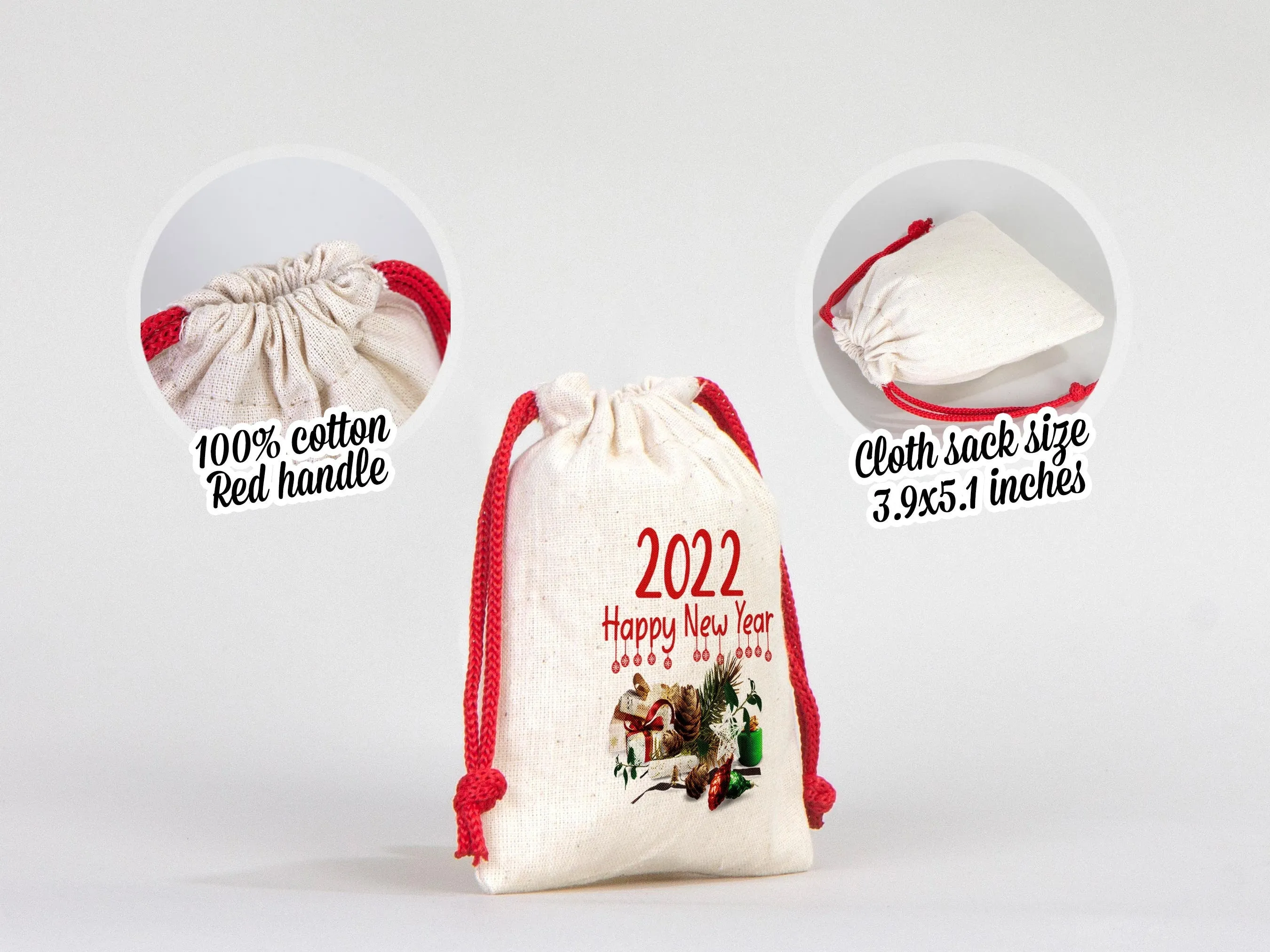 Custom Drawstring Bags -  4"W x 5"H  (10 cm x 13 cm) -  Wedding Favor Bags - Cotton Drawstring Bags