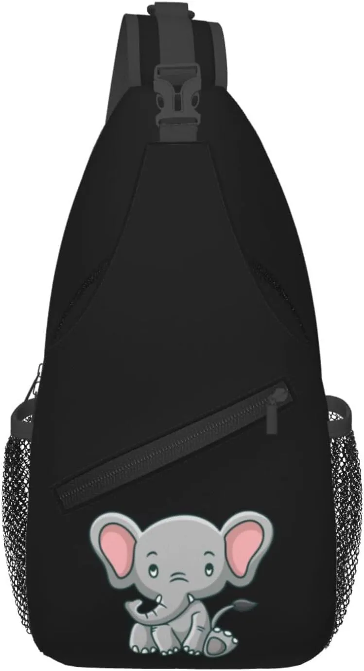 Cute Cartoon Elephant Crossbody Bags For Women Men Chest Backpack Gym Shoulder Bag Travel Outdoor Sports Casual Crossbody Bags