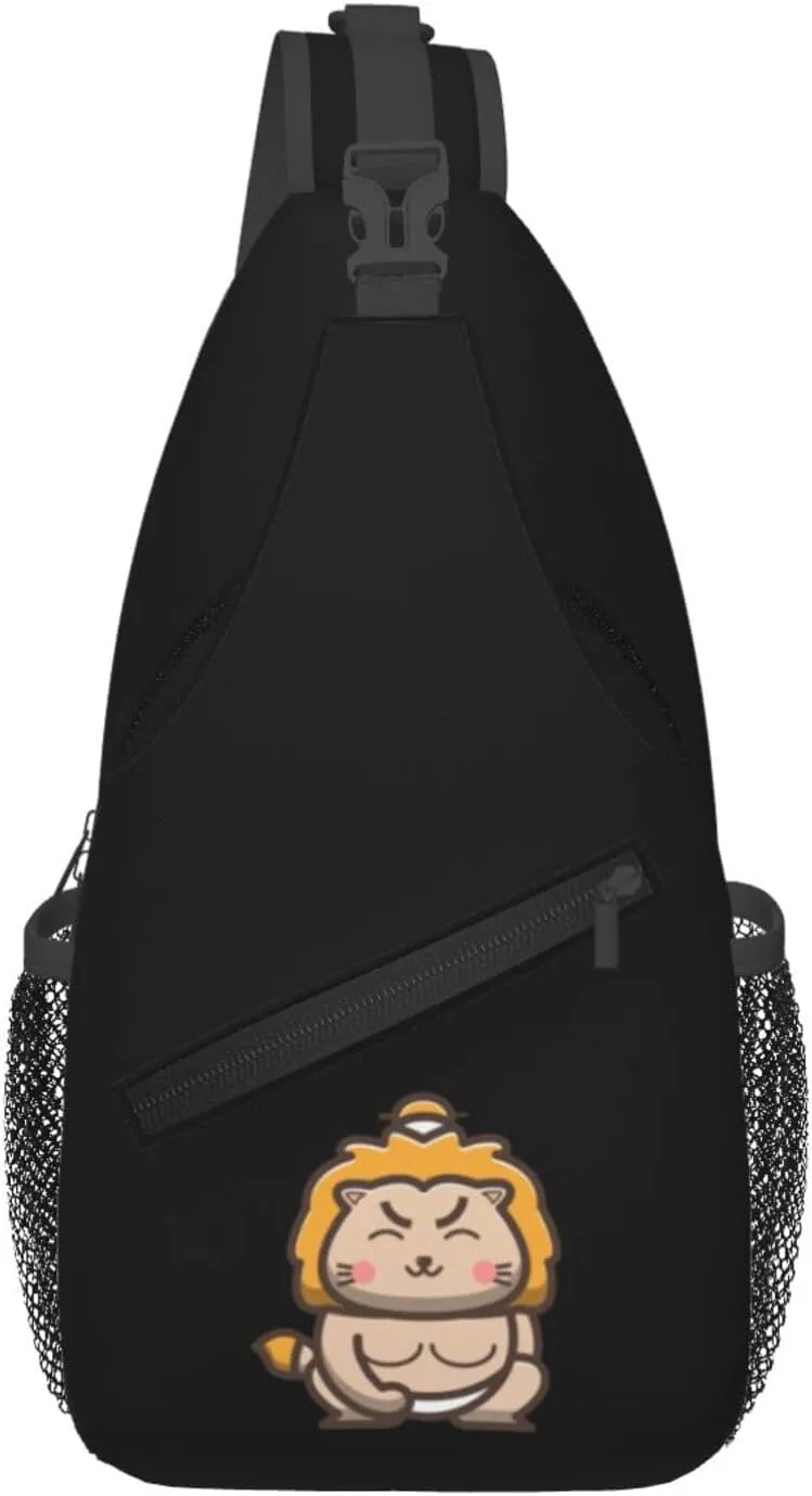 Cute Cartoon Lion Crossbody Bags For Women Men Chest Backpack Gym Shoulder Bag Travel Outdoor Sports Casual Crossbody Bags