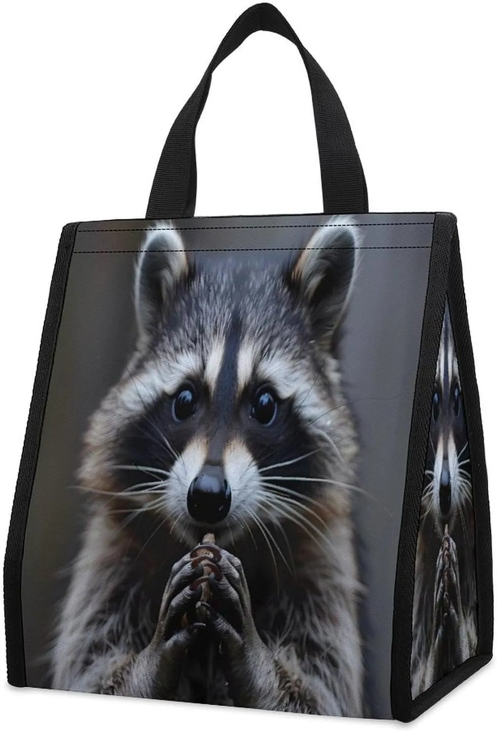 Cute Raccoon Eating Lunch Bag for Adults Reusable Insulated Lunch Box Cooler Lunch Tote Bag for Work Travel Picnic