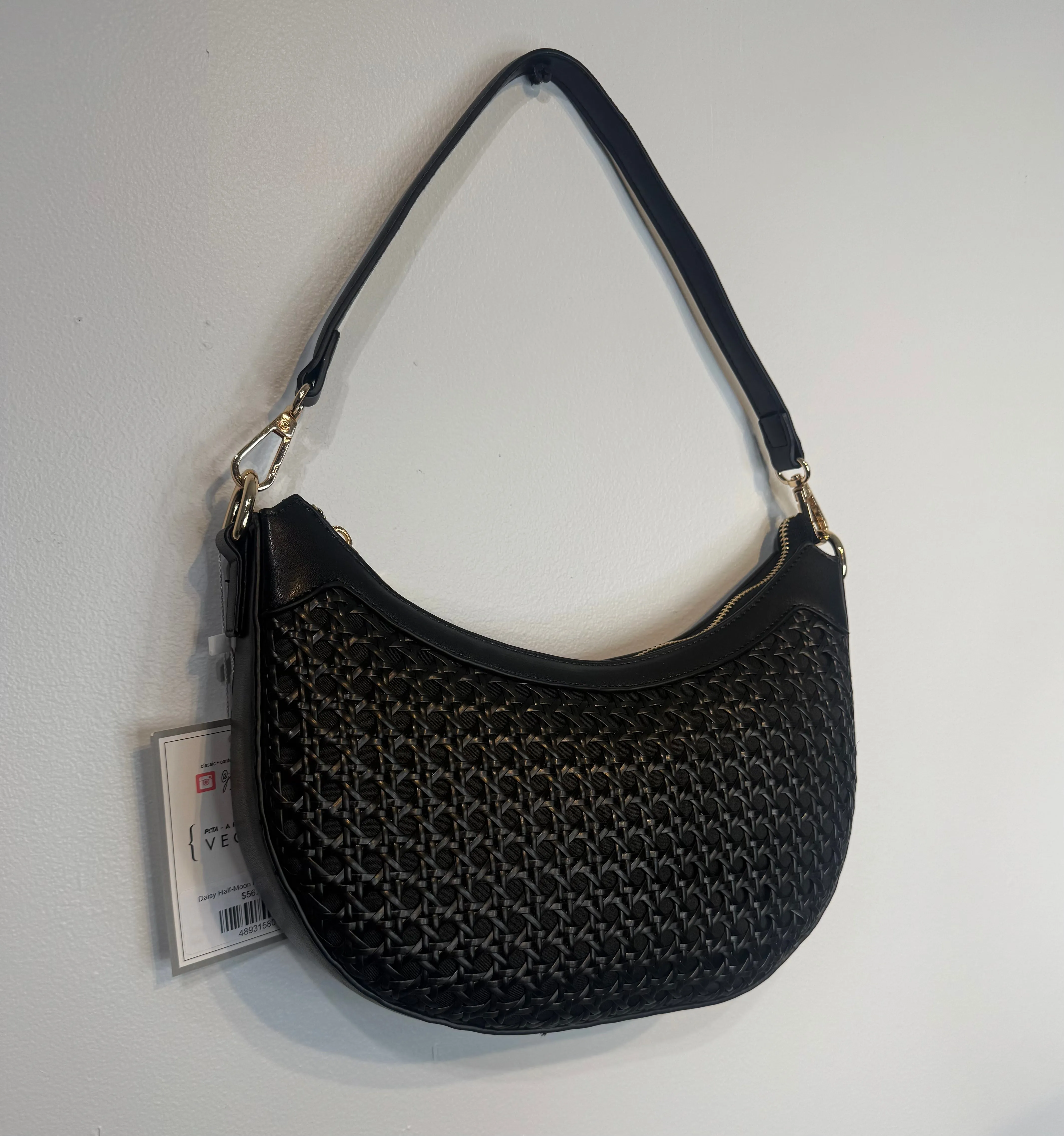 Daisy Half-Moon Rattan Crossbody