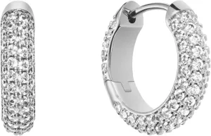 Daniel Wellington Pavé Earrings, Hoop Earrings for Women, Gold Plated Brass Trendy Earrings with CZ Crystal