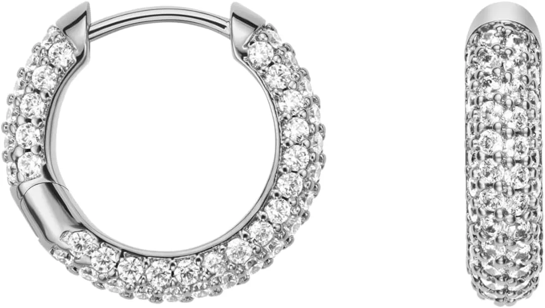 Daniel Wellington Pavé Earrings, Hoop Earrings for Women, Gold Plated Brass Trendy Earrings with CZ Crystal
