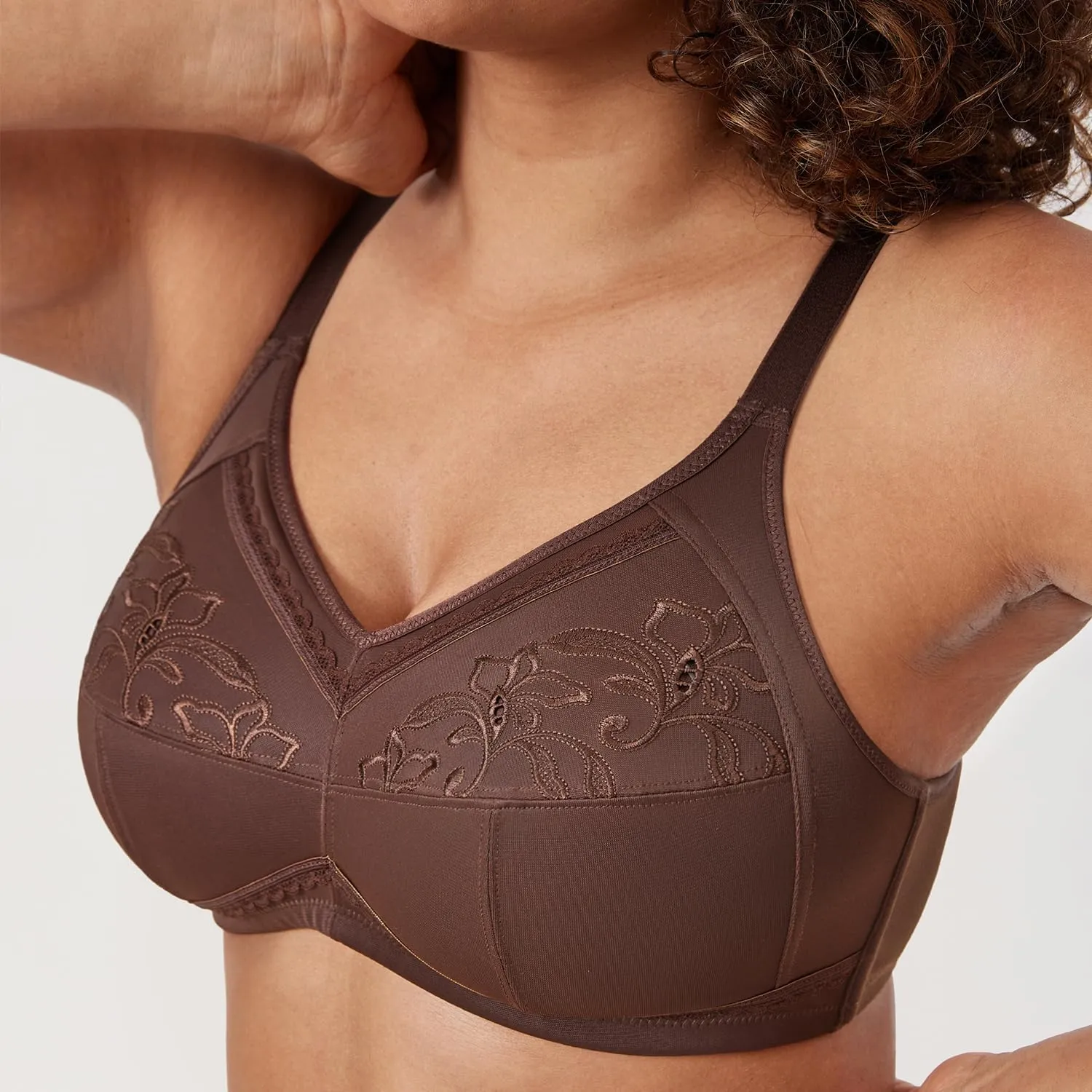 DELIMIRA Women's Mastectomy Pockets Wireless Post-Surgery Plus Size Cotton Sleep Bralette Bra