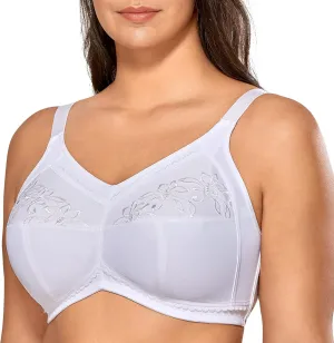 DELIMIRA Women's Mastectomy Pockets Wireless Post-Surgery Plus Size Cotton Sleep Bralette Bra