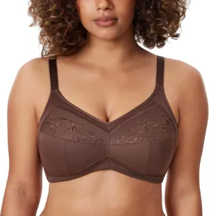DELIMIRA Women's Mastectomy Pockets Wireless Post-Surgery Plus Size Cotton Sleep Bralette Bra
