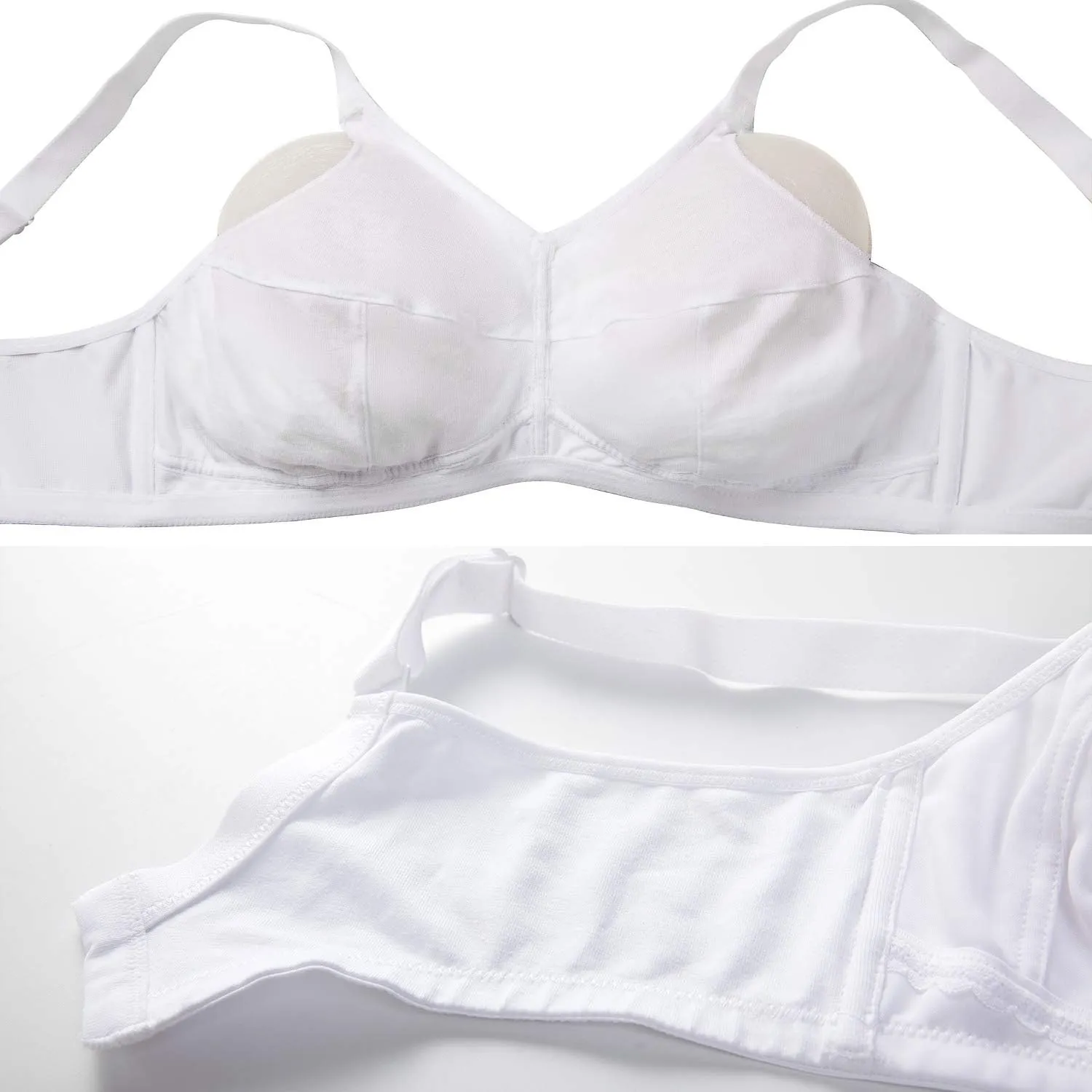 DELIMIRA Women's Mastectomy Pockets Wireless Post-Surgery Plus Size Cotton Sleep Bralette Bra