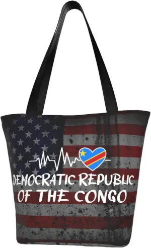 Democratic Republic Of The Congo Heartbeat Fashion Shoulder Bag Large Capacity For Man Or Woman