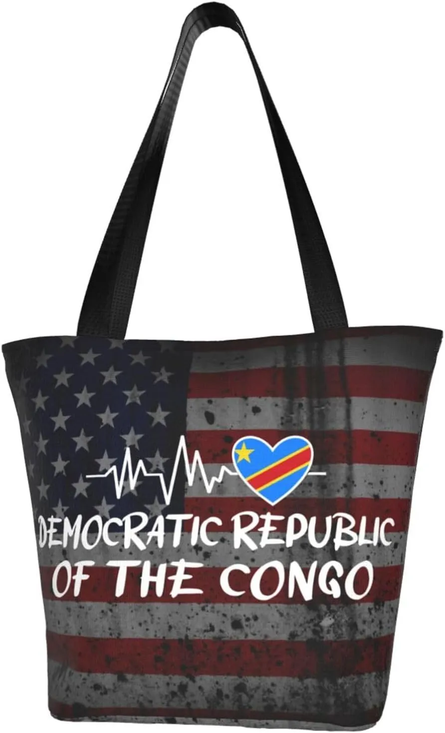 Democratic Republic Of The Congo Heartbeat Fashion Shoulder Bag Large Capacity For Man Or Woman