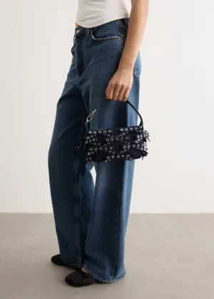 Denim Butterfly Small Pouch Bow Eyelets