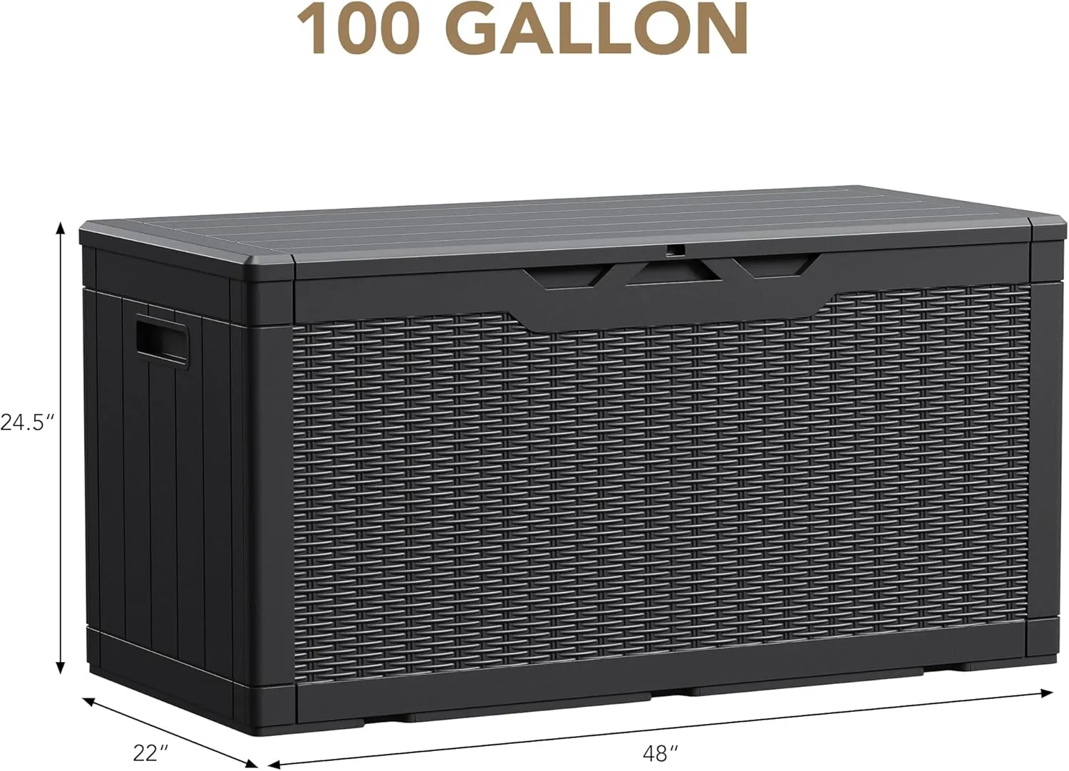 Devoko 100 Gallon Waterproof Large Resin Deck Box Indoor Outdoor Lockable Storage Container for Patio Furniture Cushions Garden Tools (100 Gallon, Black)