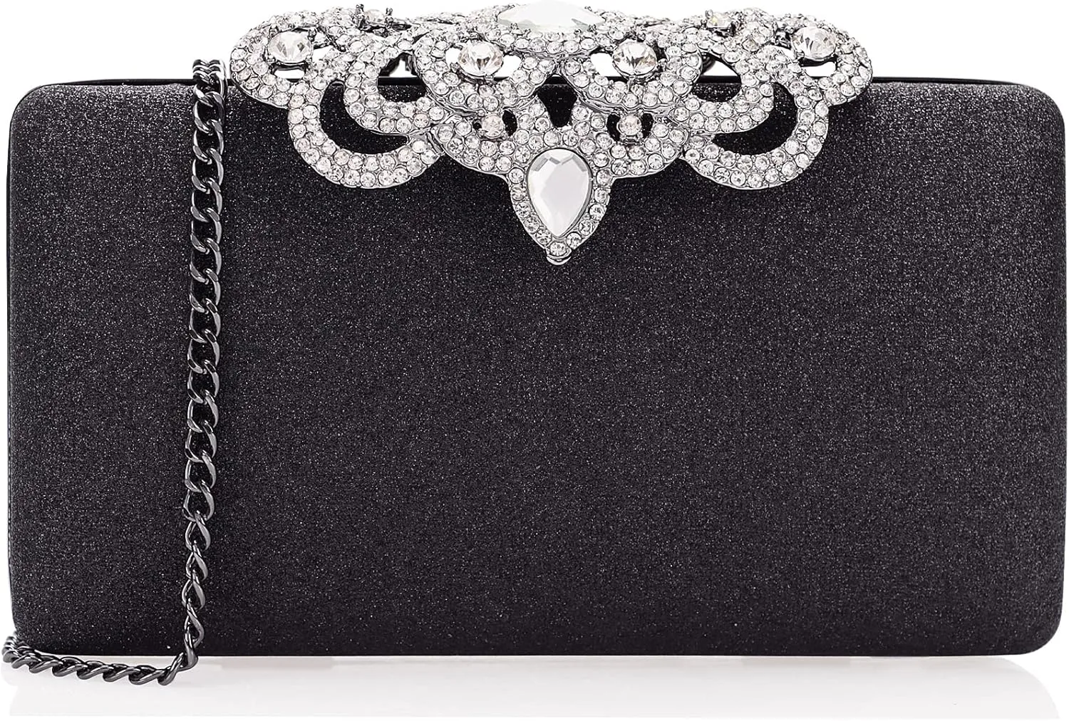Dexmay Rhinestone Clutch Bag with Crystal Crown Clasp Women Evening Handbag Formal Party Purse