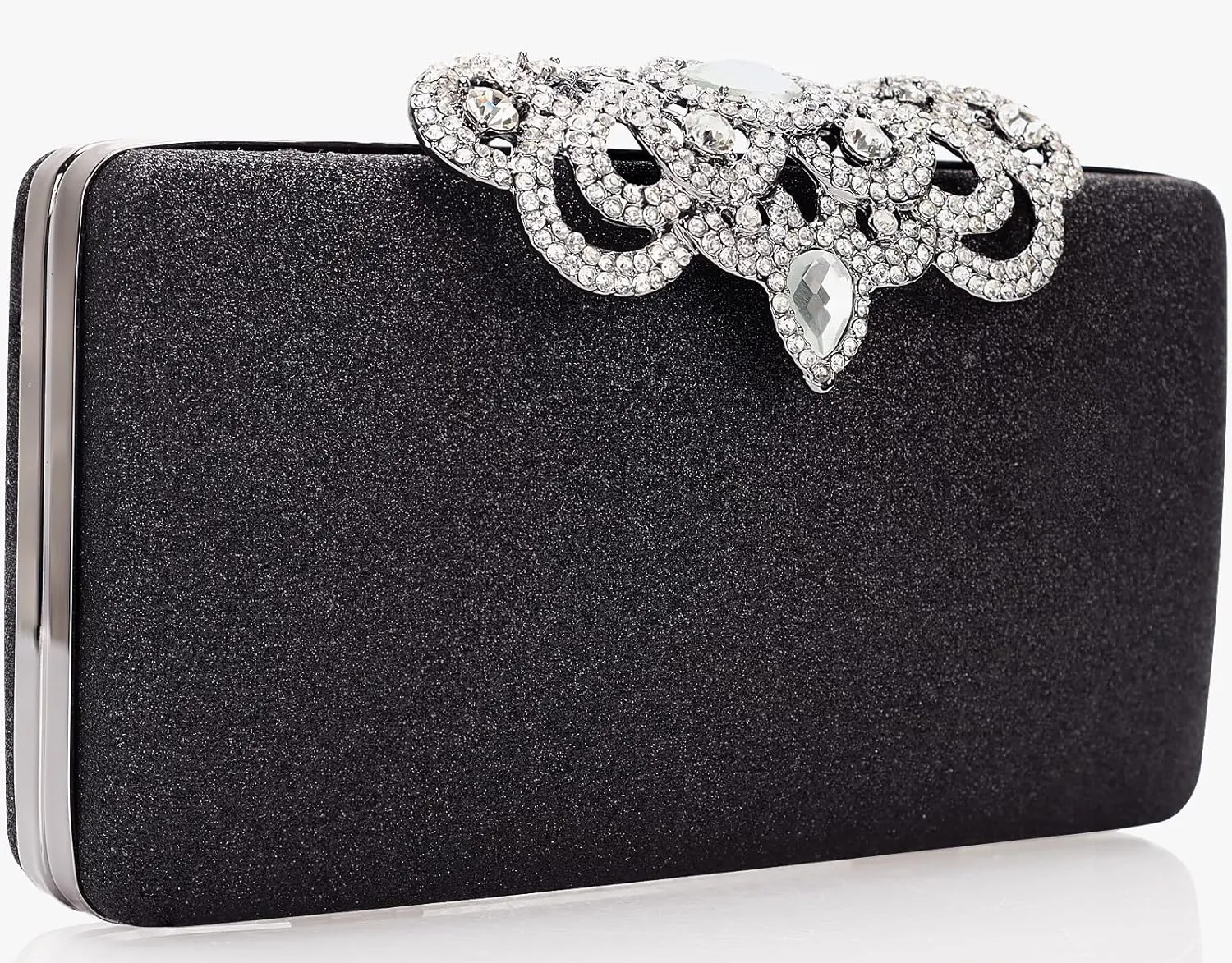 Dexmay Rhinestone Clutch Bag with Crystal Crown Clasp Women Evening Handbag Formal Party Purse