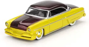 Diecast Model Car Compatible with Mini GT 1954 Lincoln Capri Hot Rod Lime Yellow Metallic and Brown Metallic Limited Edition 1:64 Scale Diecast Model Car MGT00794