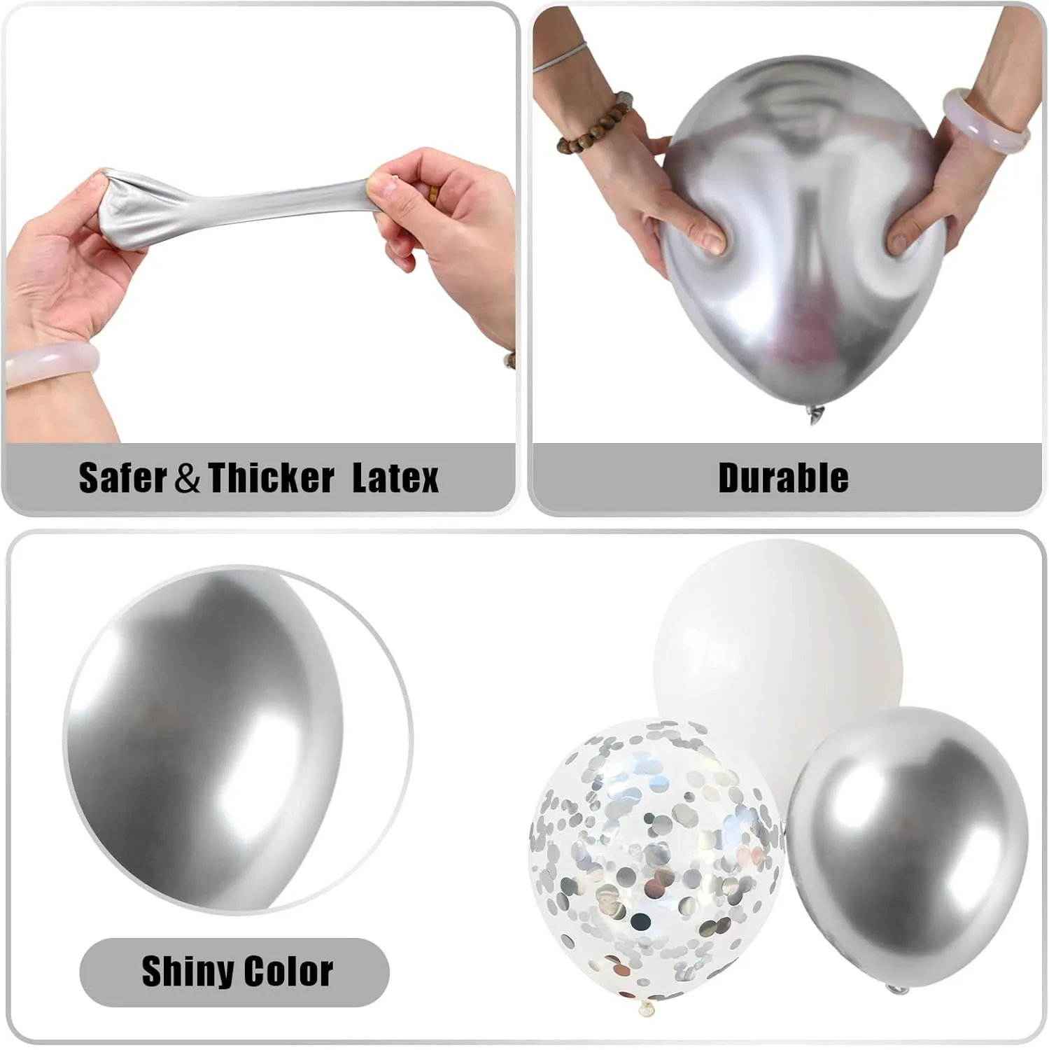 Disco Ball Arch Kit - White & Silver Balloons, Metallic Mirror Balls, Confetti for Disco Party Decor