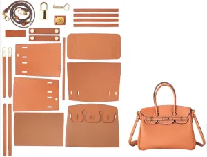 DIY Full-Grain Leather Crossbody Bag Kit, Personalized Designer Handbag for Women, Perfect Holiday Gift, Handmade Shoulder Bag Sewing Kit for Ladies. (Brown)
