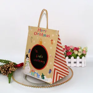 DIY Paper Tree Graffiti Christmas Scratch Santa Claus Dependable Personalized Cartoon Drawing Printing 12Pcs-Pack Kraft Bag Paper Artistic flair Tote