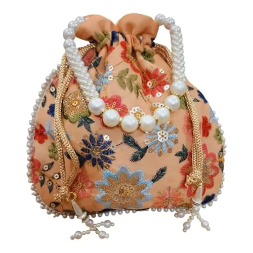 DMS RETAIL Potli Bags For Wedding Return Gifts For Women In Bulk, Ladies Return Gifts For Pooja Birthday Kitty Party Shagun Mehndi Sangeet Pack of (Pack of 6)