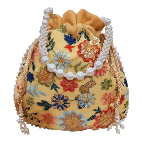 DMS RETAIL Potli Bags For Wedding Return Gifts For Women In Bulk, Ladies Return Gifts For Pooja Birthday Kitty Party Shagun Mehndi Sangeet Pack of (Pack of 6)