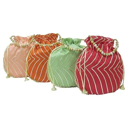 DMS RETAIL Potli Bags For Wedding Return Gifts For Women In Bulk, Ladies Return Gifts For Pooja Birthday Kitty Party Shagun Mehndi Sangeet Pack Of (Pack Of 7)