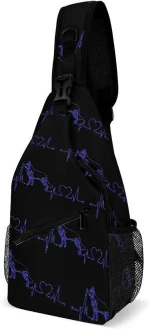 Dog Heartbeat Fashion Sling Bag Shoulder Chest Crossbody Bags for Women Men Backpack Daypack Travel Hiking