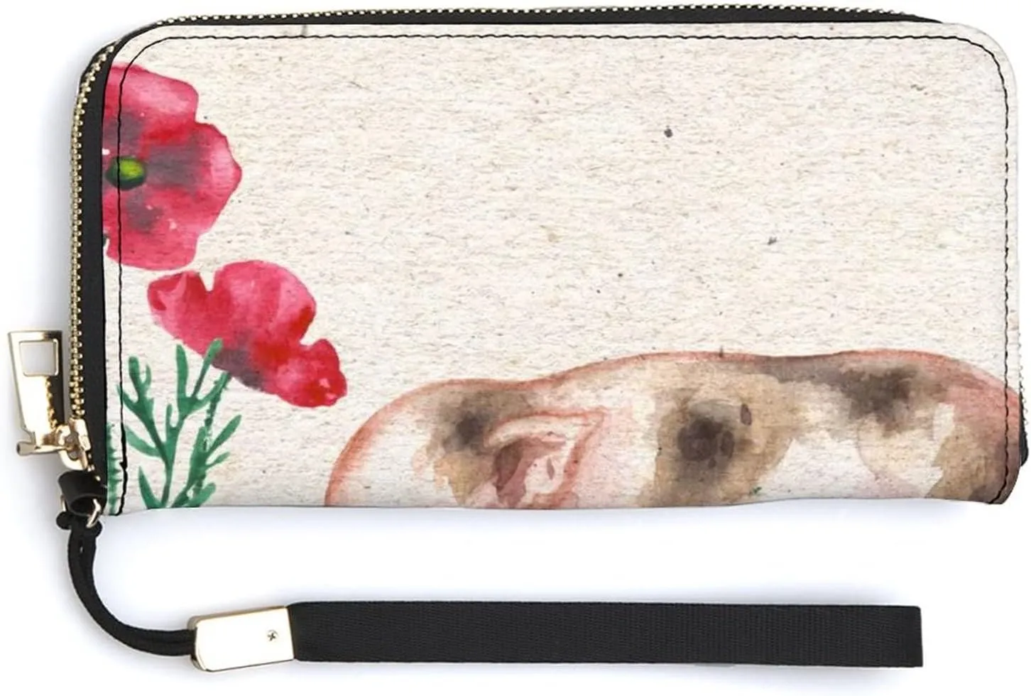Donnapink Long Clutch Wallet, Long Handbag with Wristlet Strap, PU Leather Zip Purse