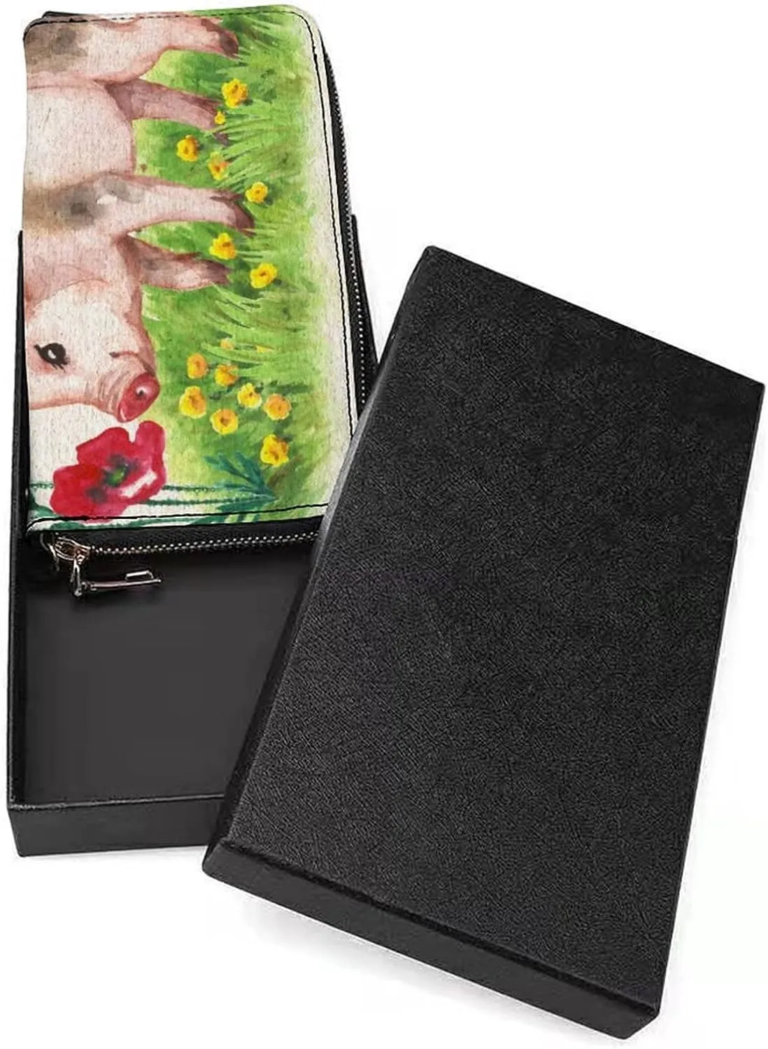 Donnapink Long Clutch Wallet, Long Handbag with Wristlet Strap, PU Leather Zip Purse