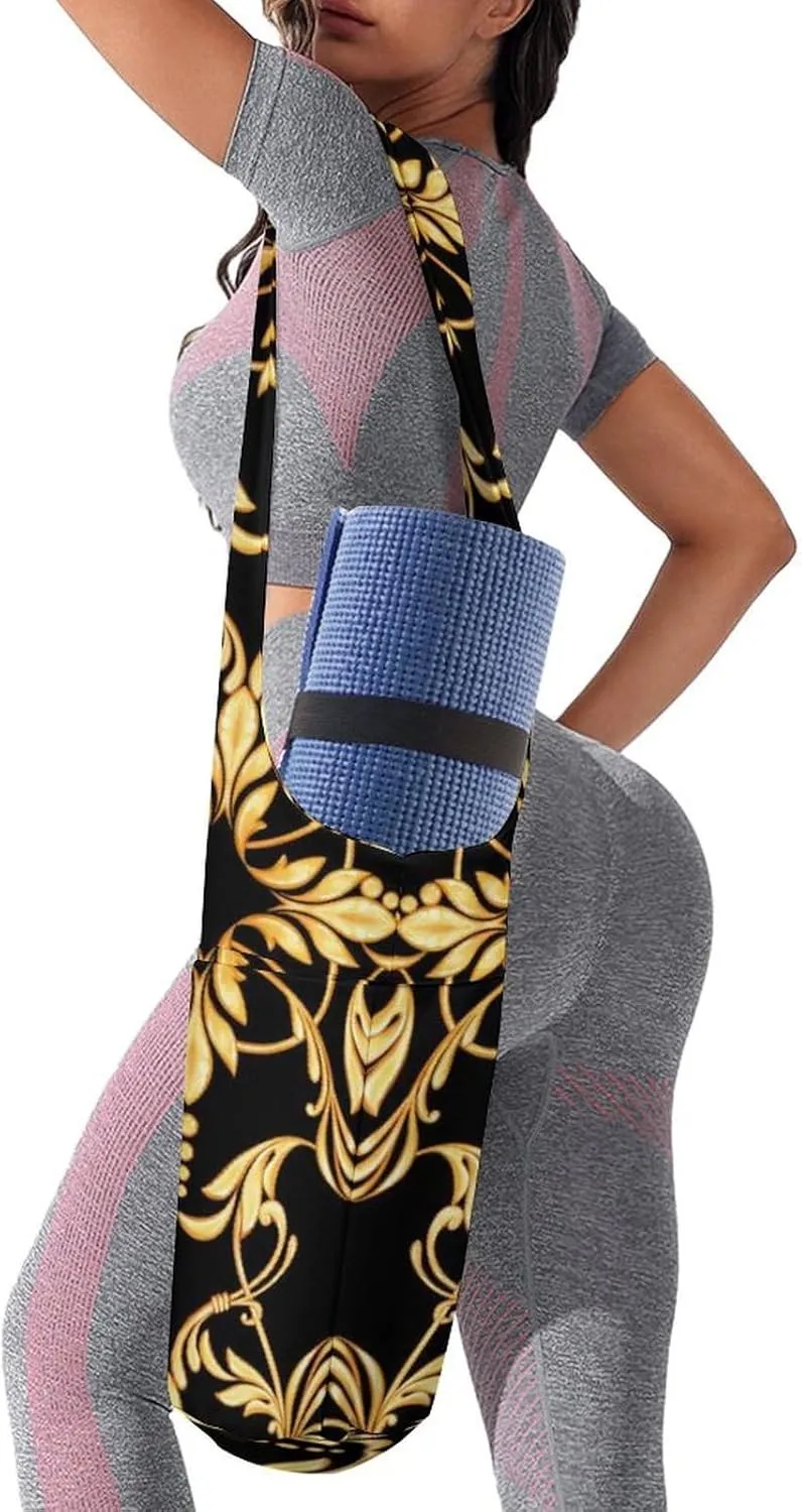 Donnapink Yoga Mat Bag, Canvas Storage Bag with Pocket Shoulder Strap, Fashion Mat Bag