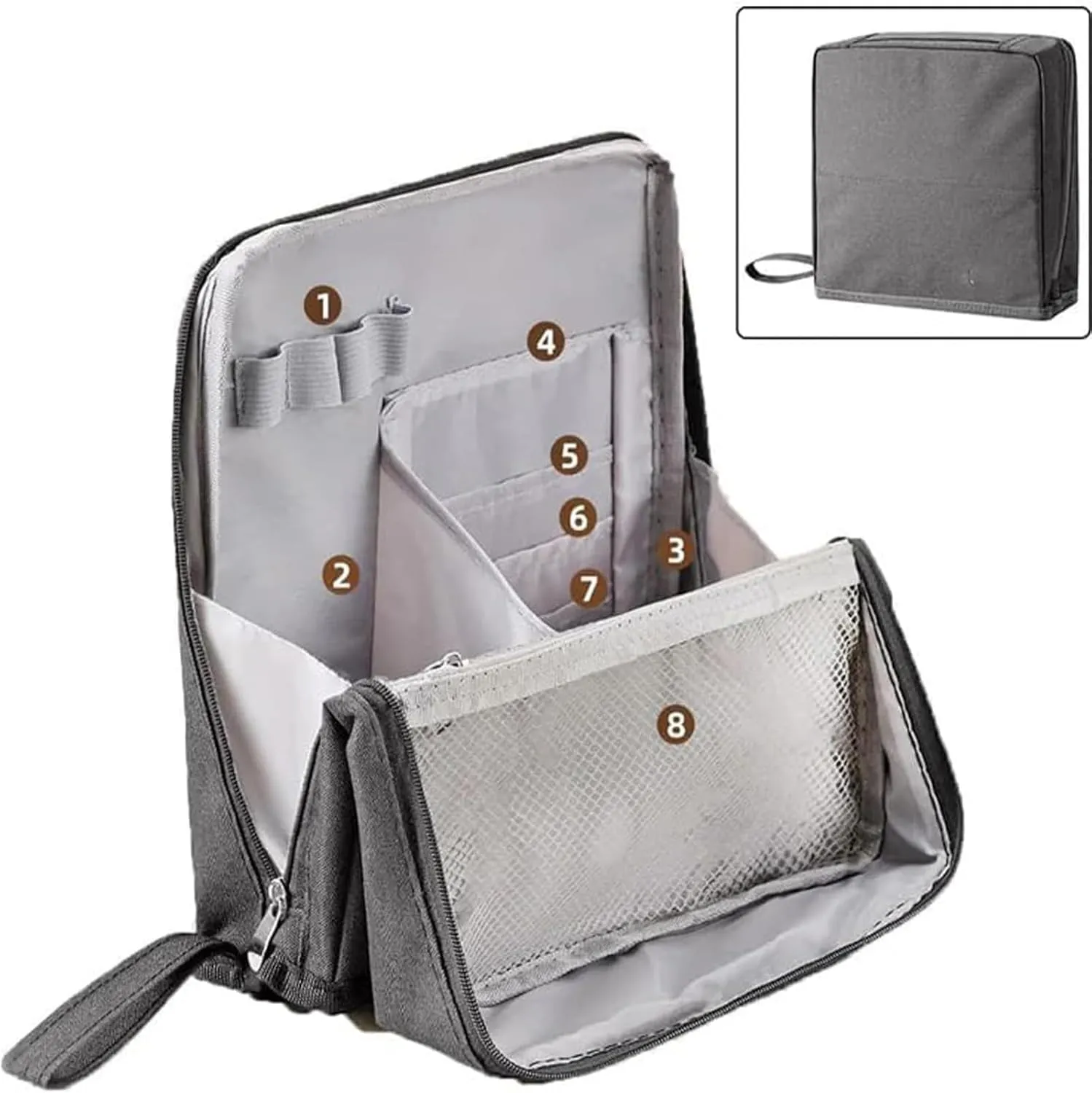 Doresty Makeup Bag, Multi-Purpose Large Capacity Oxford Cloth Standing Makeup Bag, Parallel Traveler Make-up Bags Fold Down, Toiletry Bags with Compartments for Traveling Women (G1)