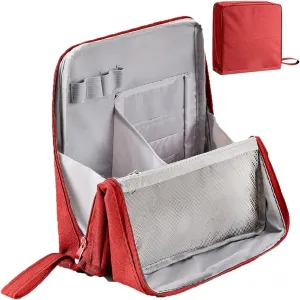 Doresty Makeup Bag, Multi-Purpose Large Capacity Oxford Cloth Standing Makeup Bag, Parallel Traveler Make-up Bags Fold Down, Toiletry Bags with Compartments for Traveling Women (G1)